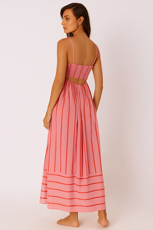 Rosé Radiance Striped Maxi