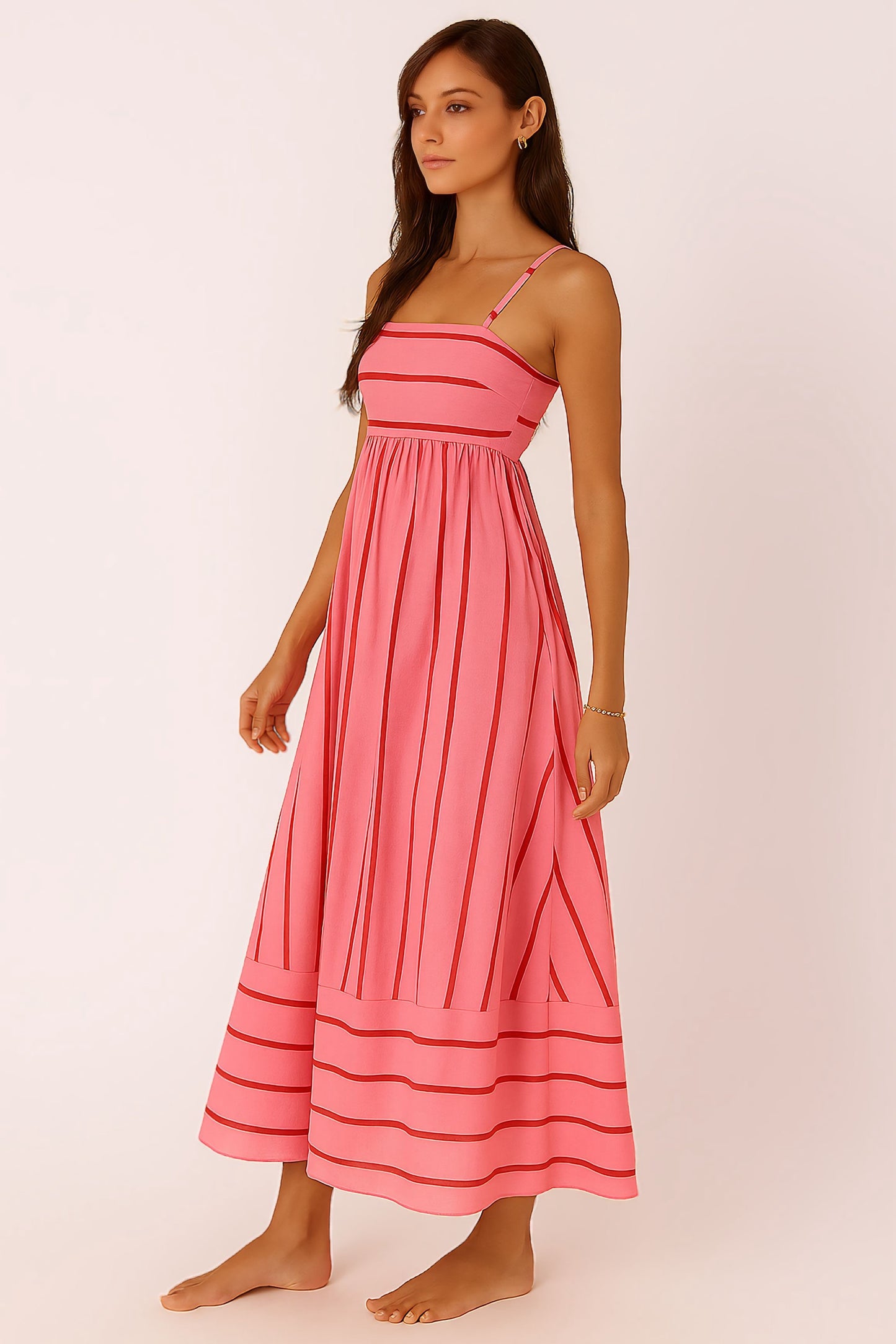 Rosé Radiance Striped Maxi